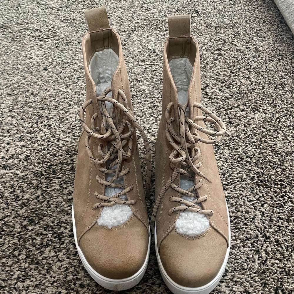 Tan High-Top MukLuk Sneakers